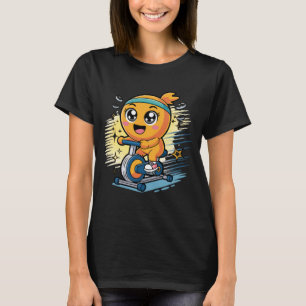 T-shirt Vélo d'exercice de cyclisme orange mignon dessin a