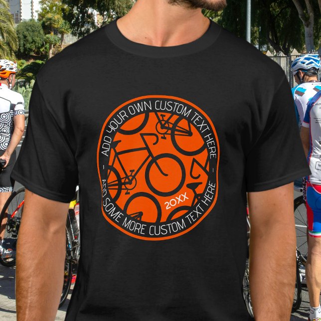 T-shirt Vélo texte personnalisé orange et noir (Créateur téléchargé)