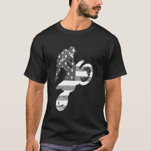 T-shirt Vélo tout terrain drapeau américain patriotique, M