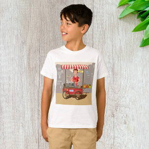 T-shirt Vendeur de street food souriant Chariot de nourrit