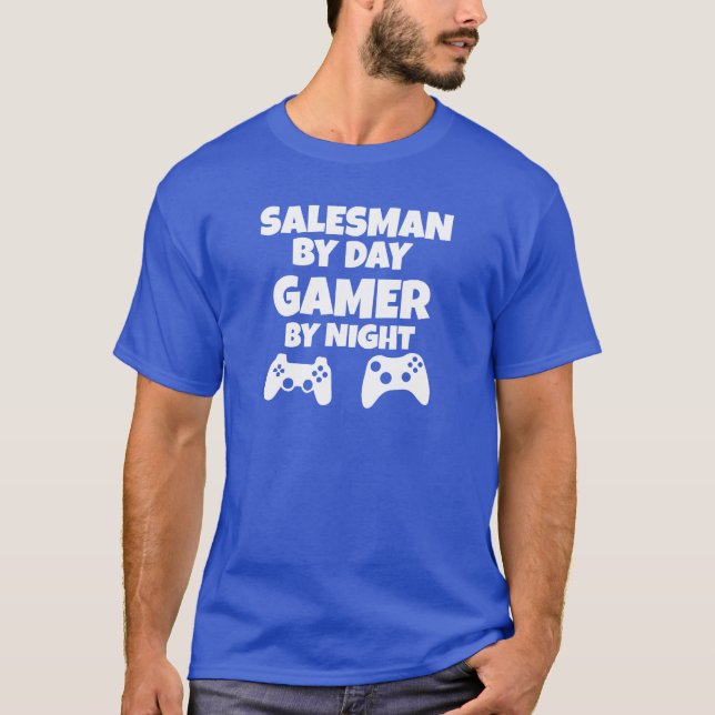 T-shirt Vendeur par jour, Gamer par nuit (Devant)