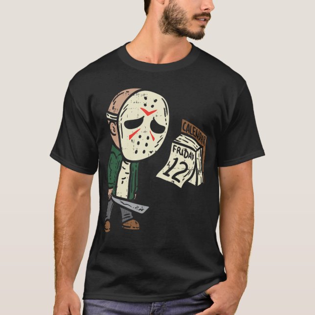T-shirt Vendredi 12ème Drôle Halloween Humour de film d'ho (Devant)