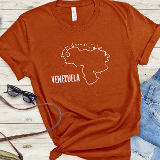 T-shirt Venezuela Carte du pays Forme de la ligne frontièr