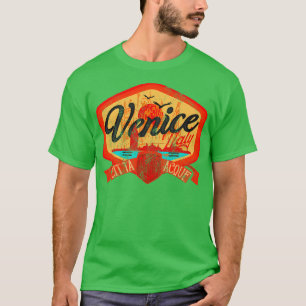 T-shirt Venise Italie badge étiquette vintage en détresse
