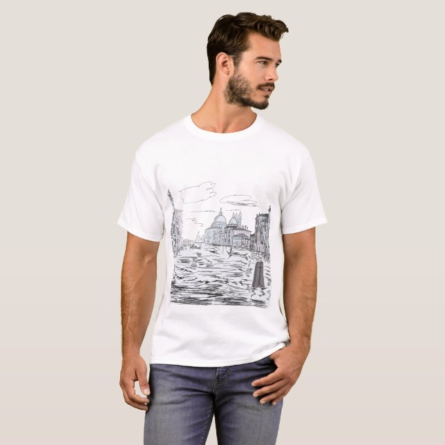 T-shirt Venise. Ville sur l'eau (Devant entier)