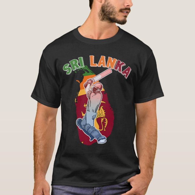 T-shirt Ventilateurs de cricket de Lion Sri Lankais_ Batsm (Devant)