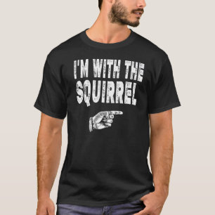 T-shirt Ventilateurs vintages d'écureuils Je suis avec l'é