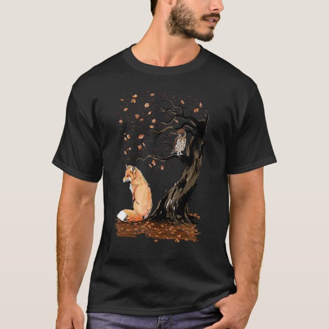 T-shirt Vents D'Automne Maigre Fox Sous Arbre Décidé Autom (Devant)