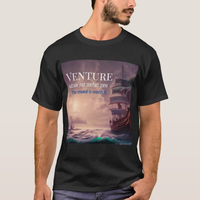 T-shirt Venture quote, style bateau pirate, ia, (Devant)