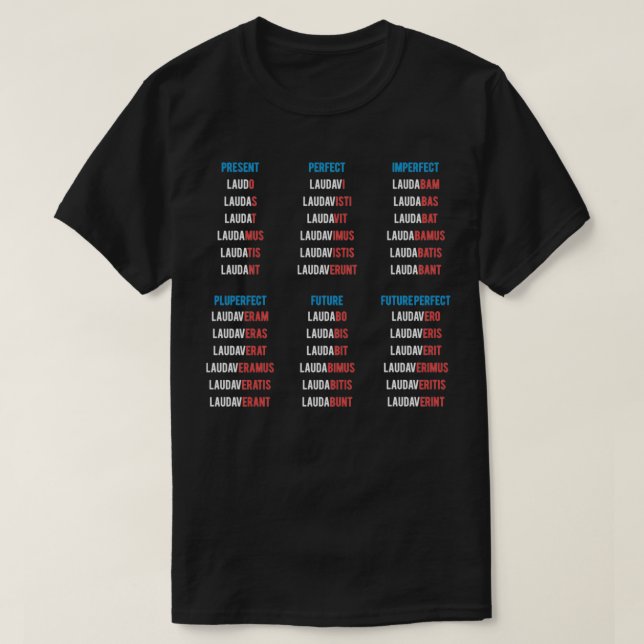T-shirt Verbes latin Conjugation Langue latine (Design devant)