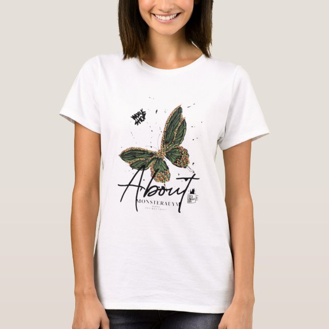 T-shirt “Verdant Flight” “Botanical Butterfly” “Emerald Wh (Devant)