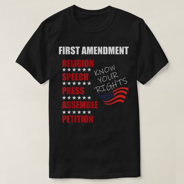 T-shirt Vérification des droits de premier amendement Cons (Design devant)