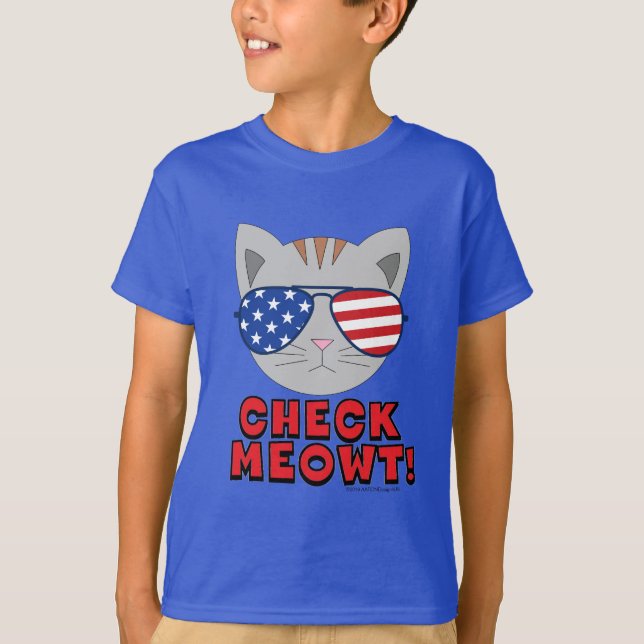 T-shirt VÉRIFIEZ MEOWT ! Chat Avec Lunettes De Soleil Amér (Devant)