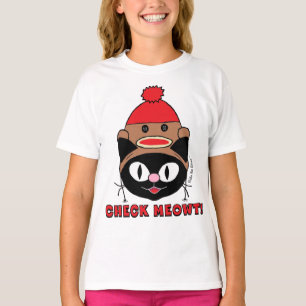T-shirt VÉRIFIEZ MEOWT ! Chat noir avec Casquette de singe