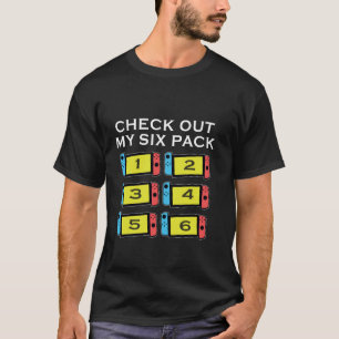 T-shirt Vérifiez Mon Design De Gamer Six Pack Drôle C