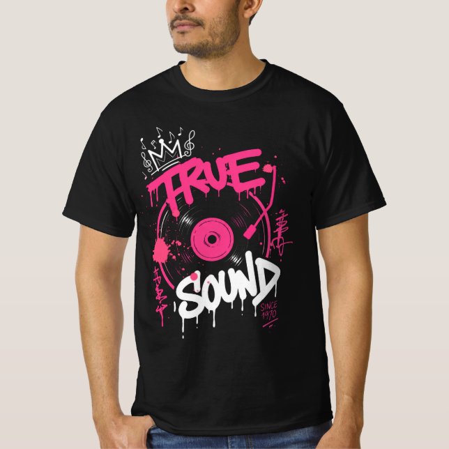 T-shirt Véritable graffiti de son sur disque vinyle Art de (Devant)