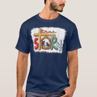 T-shirt Véritable histoire Bleue Noël Nativité Christian C