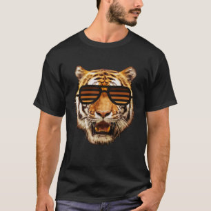 T-shirt Véritable tigre Cool avec lunettes de soleil rayée
