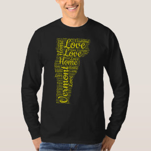 T-shirt Vermont Accueil State Map Vt Love Type Gold Map Pr
