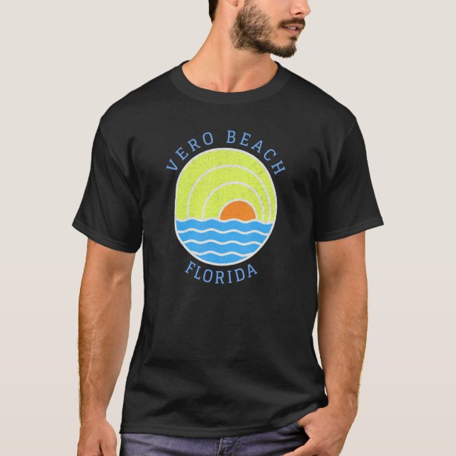 T-shirt Vero Beach Retro Sunset (Devant)