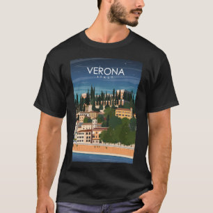 T-shirt Vérone Italie Vintage Minimal Rétro affiche de voy