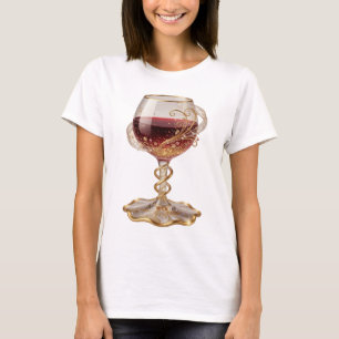 T-shirt Verre à vin rouge Cool Gold Texte 3D Art