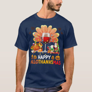 T-shirt Verre à vin Thankgiving drôle Vin Hallomerci
