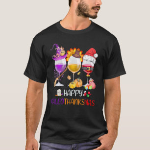 T-shirt Verre à vin Thankgiving drôle Vin Hallomerci