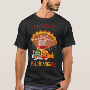 T-shirt Verre à vin Thankgiving Vin Hallothanksmas heureux
