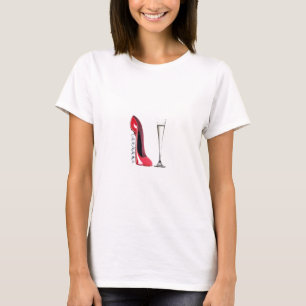 T-shirt Verre de cannelure de Champagne et chaussure de