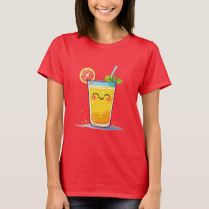 T-shirt Verre de jus d'orange joyeux avec garniture