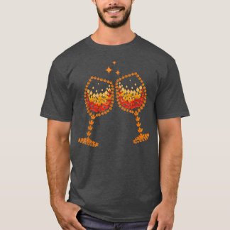 T-shirt Verre De Vin Feuille D'Érable Automne Automne Chau