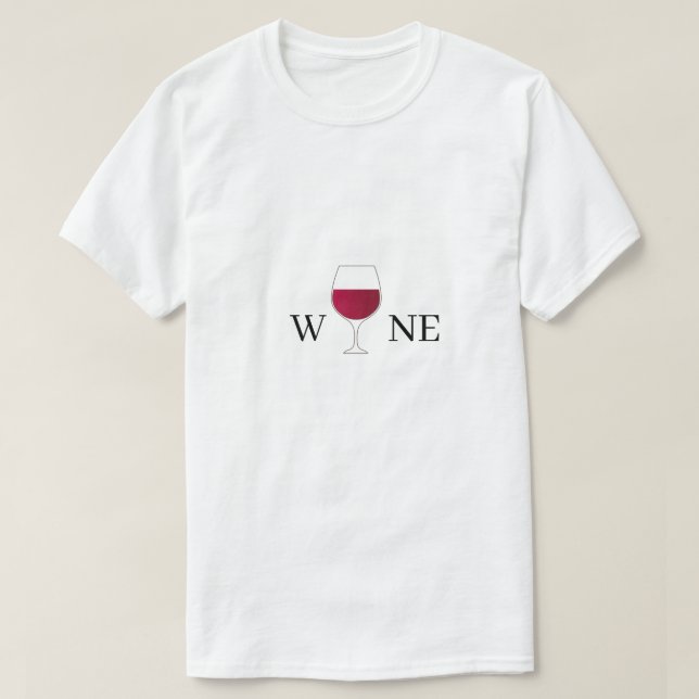 T-shirt Verre De Vin Rouge Minimaliste Blanc (Design devant)
