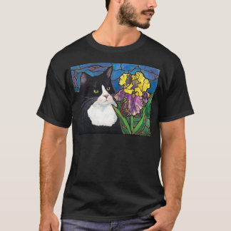 T-shirt Verre souillé de papillon de fleur d'iris de chat