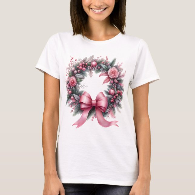T-shirt Verrerie de Noël rose (Devant)