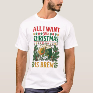 T-shirt Verres à bière de Noël Brew All Want Pine Hops