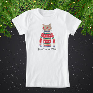 T-shirt Verres de port de chat drôle, chandail laid de