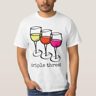 T-shirt Verres de vin triples de menace