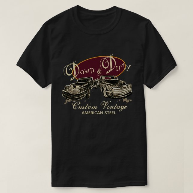 T-shirt Vers le bas et acier américain sale (Design devant)