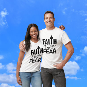 T-shirt Verset biblique FOI SUR LA PEUR Texte Blanc NOIR
