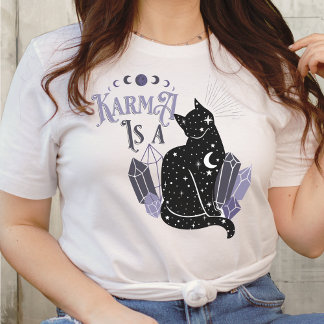 T-shirt VERSIONS Karma est un chat noir cristal céleste