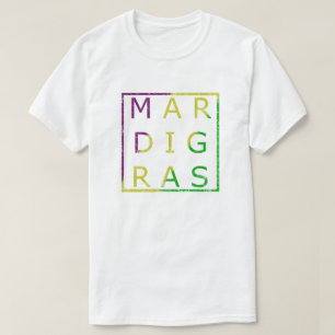 T-shirt Vert affligé par mardi gras, pourpre et pièce en