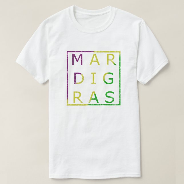 T-shirt Vert affligé par mardi gras, pourpre et pièce en t (Design devant)