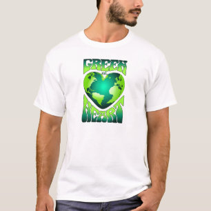 T-shirt VERT AU COEUR Éco écologique Rétro