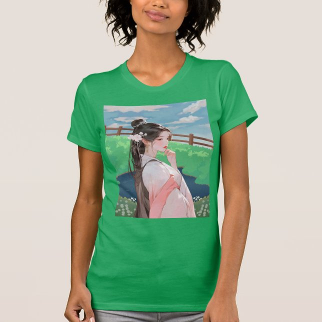 t-shirt vert avec design Barbie (Devant)