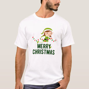 T-shirt Vert blanc moderne Joyeux Noël
