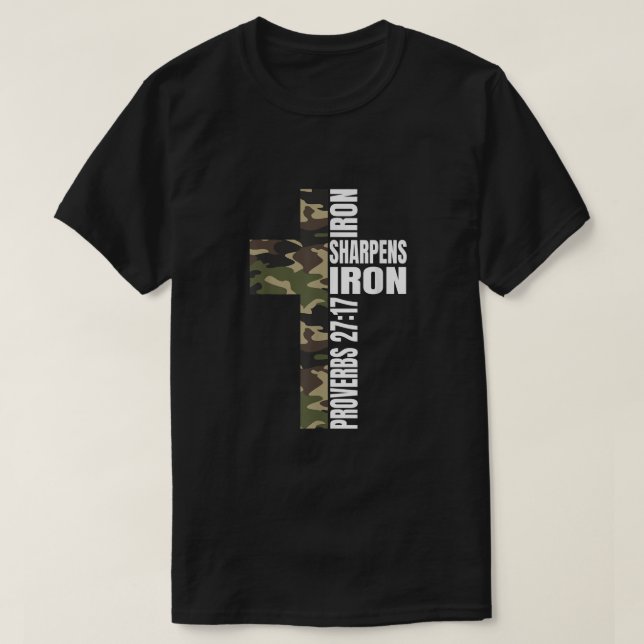 T-shirt Vert Camo Fer Sharpens Fer Christian Verse Fami (Design devant)