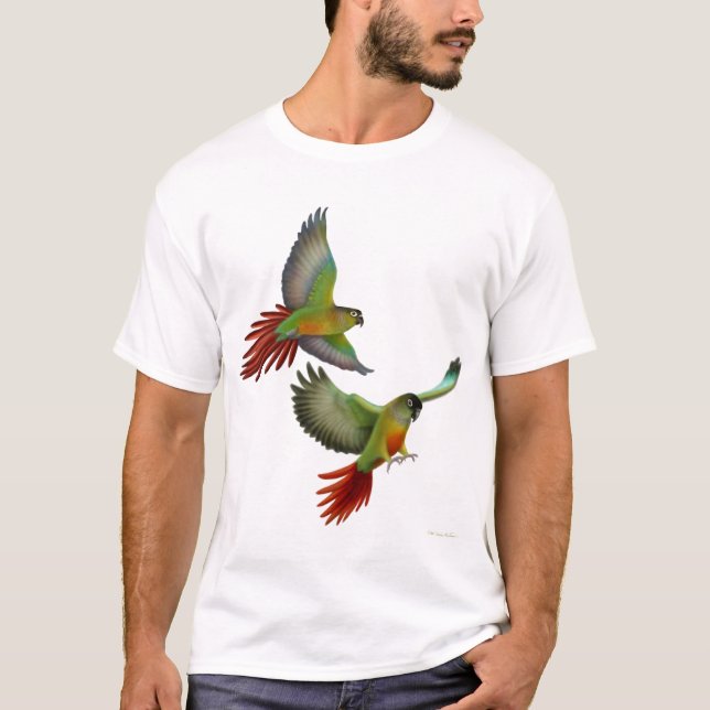 T-shirt vert de Cheeked Conures (Devant)