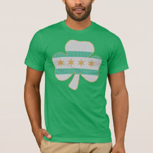 T-shirt vert de Kelly de shamrock de drapeau