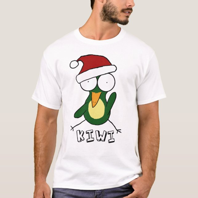 T-shirt vert de kiwi de Père Noël (Devant)